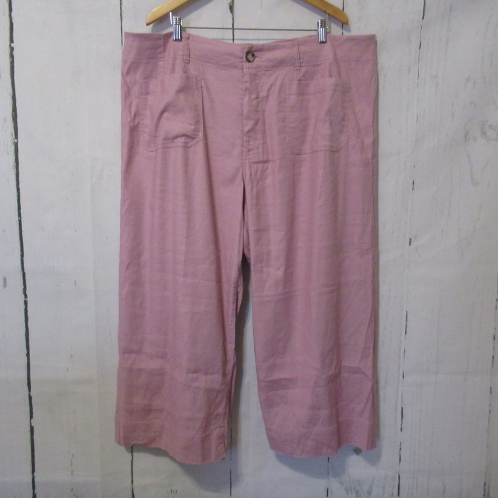 Maeve By Anthropologie Pants 28W Pink The Colette High Rise Wide Leg Crop Plus